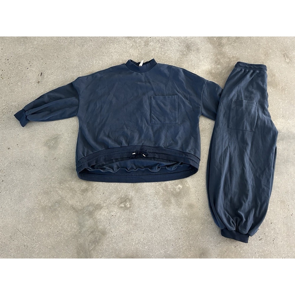 nap Loungewear Cotton Track Set, Size Large Dusty Blue VGUC